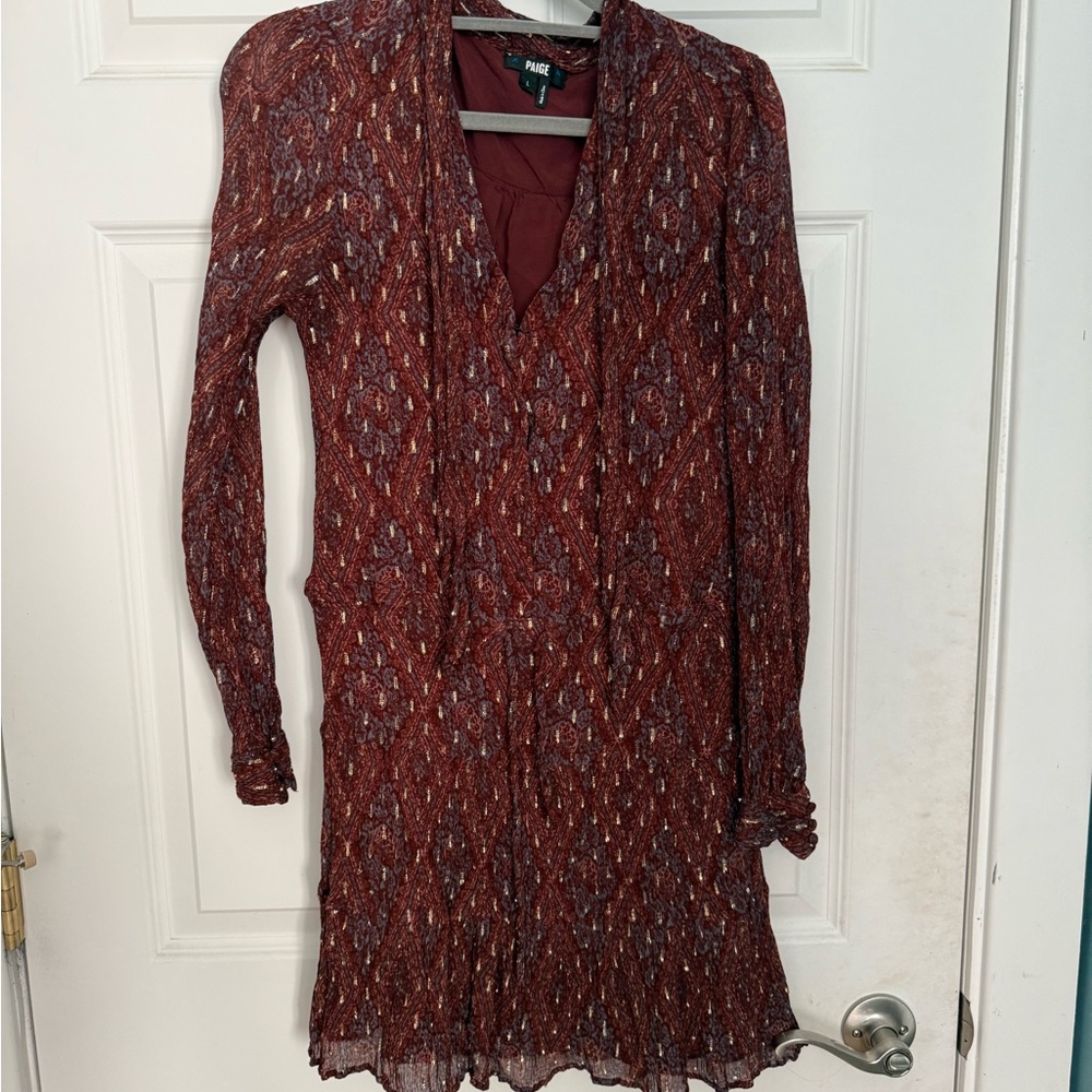PAIGE Burgundy Long Sleeve Dress fits like S